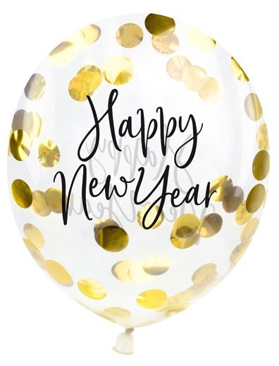 3 VIP New Year Konfettiballons 27cm