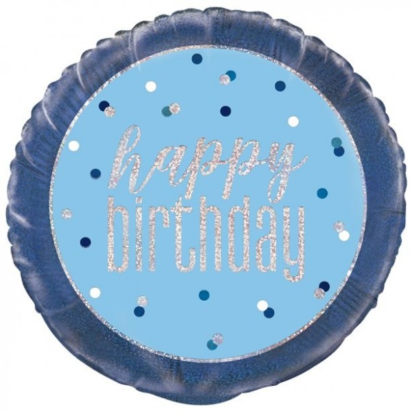 Sparkling Blue Birthday Folienballon 46cm