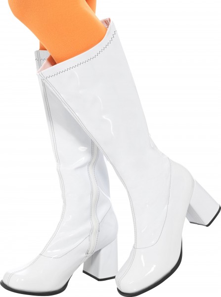 Weiße Nachtclub Lackstiefel für Damen