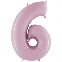 Folienballon Zahl 6 pastellrosa 102cm