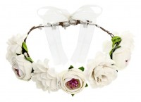 Weißer Frühlingsblumen Haarkranz 17cm