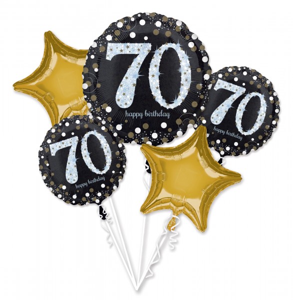 Golden 70th Birthday Ballon Bouquet