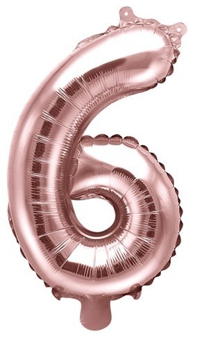 Metallic Zahlenballon 6 roségold 35cm