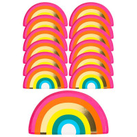 12 Regenbogen Pappteller 23,5cm