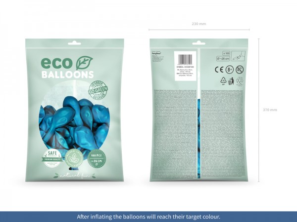 100 Eco Pastell Ballons azurblau 26cm 2