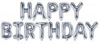Happy Birthday Ballon silber 3,4m x 35cm