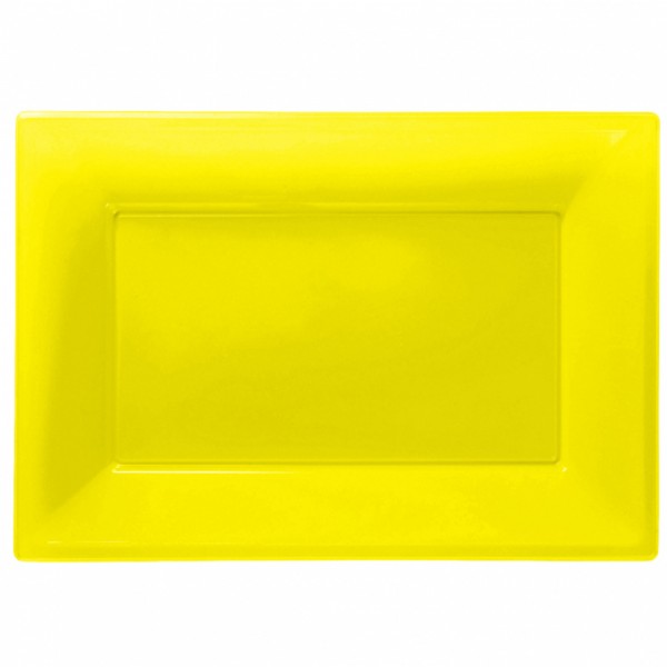 3 gelbe Servierteller 33 x 23cm