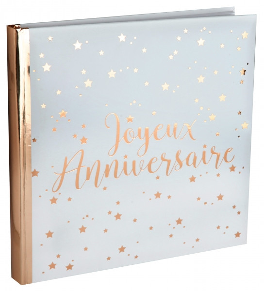 Joyeux Anniversaire Gästebuch weiß-roségold 24cm
