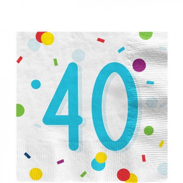40. Geburtstag Konfetti Servietten 33cm