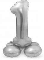 Zahl 1 Ballon silber 72cm