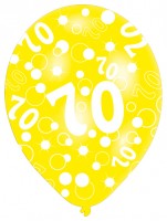 Vorschau: 6 bunte Luftballons 70.Geburtstag 27,5cm