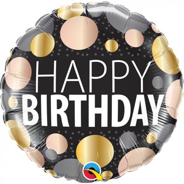 Metallic Dots Birthday Folienballon 46cm