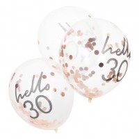 5 Hello Thirty Konfettiballons 30cm