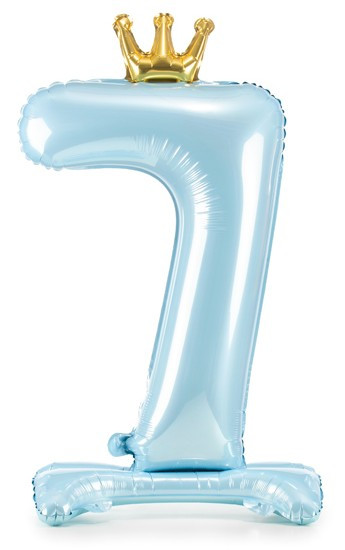 Babyblue Zahl 7 stehender Folienballon