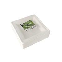 Vorschau: 50 Tiefe Zuckerrohr Teller weiß 20 x 20cm