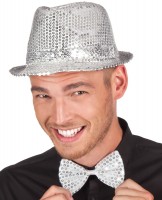 Fetzige Pailletten Fliege Silber