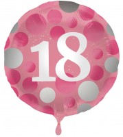 18. Geburtstag Glossy Pink Folienballon 45cm