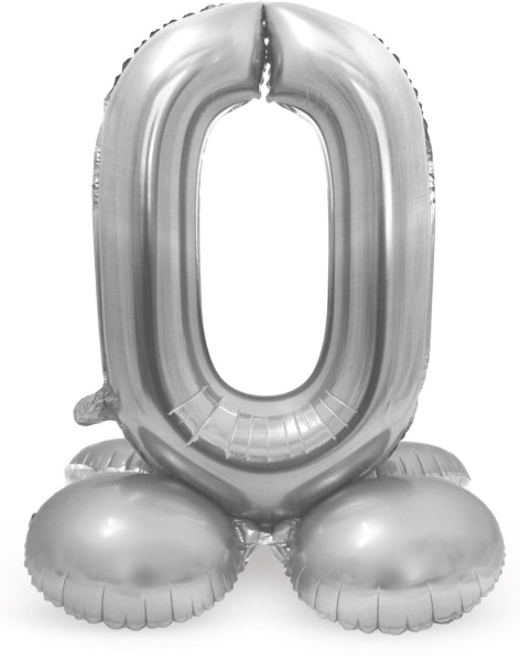 Zahl 0 Ballon silber 72cm