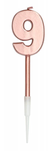Rosy Blush Zahlenkerze 9 roségold 14cm