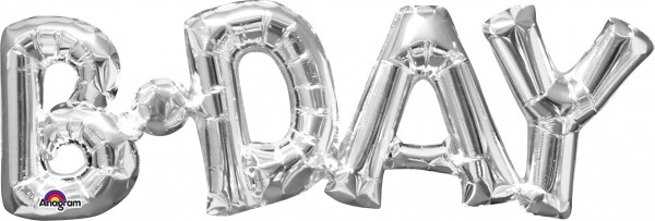 Folienballon Schriftzug B-Day silber 66x22cm