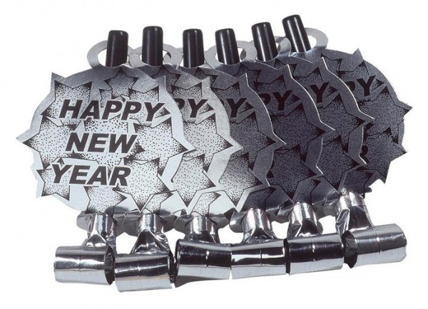 6 Silberne Happy New Year Luftrüssel