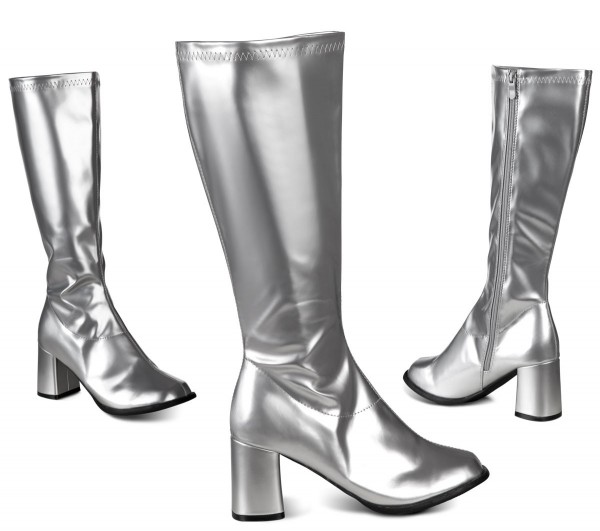 Silberne Caroline Absatz Stiefel