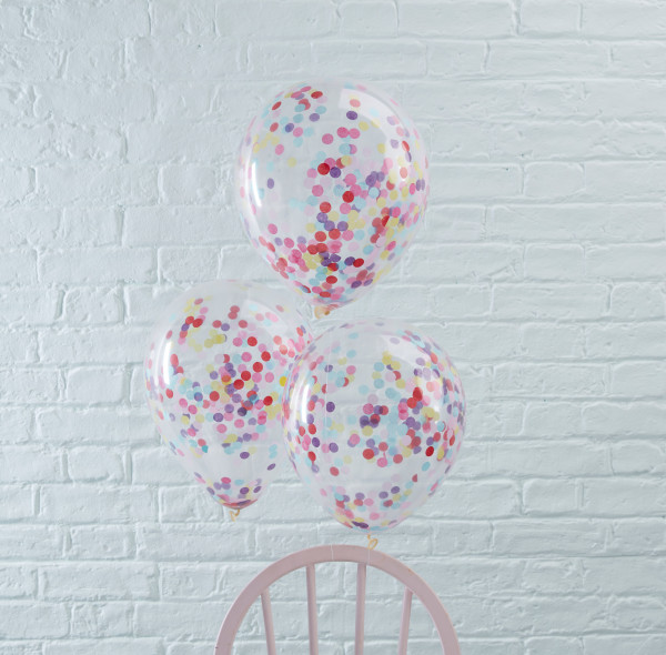5 Mix & Match Konfettiballons bunt 30cm