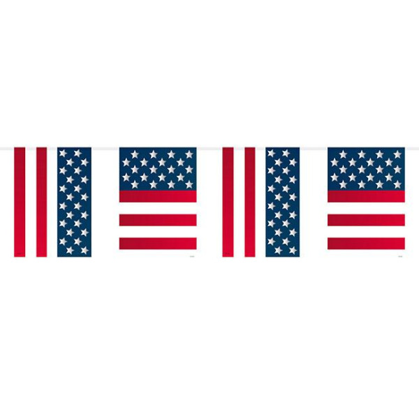 Wimpelkette USA Party mit 15 Wimpeln 10m