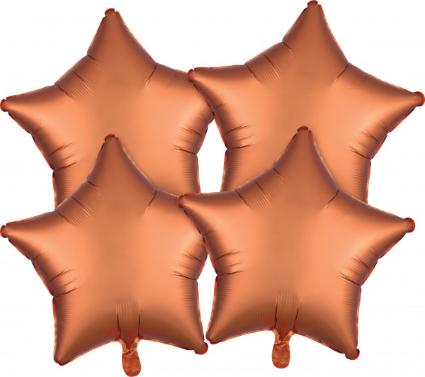 4 Bernsteinfarbene Satin Sternballons