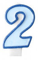 Zahlenkerze 2 blau 7cm