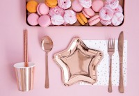 6 Roségold metallic Stern Pappteller 18cm