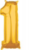 Zahlenballon 1 in gold 27 x 66cm