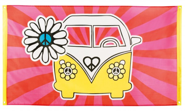 Hippie Peace Bulli Fahne 90cm x 1,5m