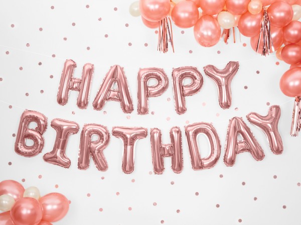 Happy Birthday Ballon roségold 3,4m x 35cm 2