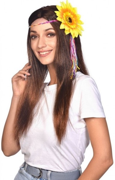 Hippie Damenperücke mit Gerbera