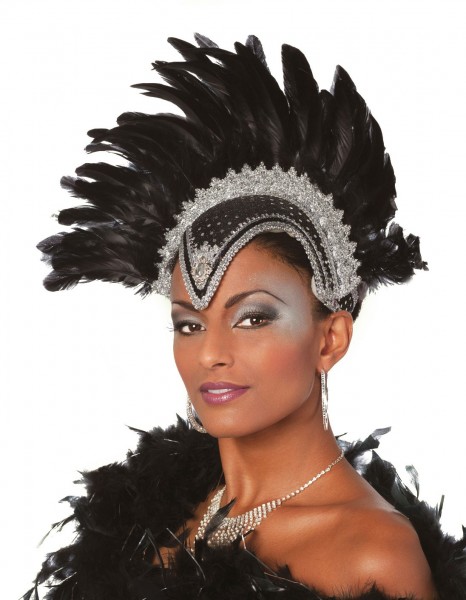 Prunkvoller Samba Kopfschmuck Schwarz-Silber