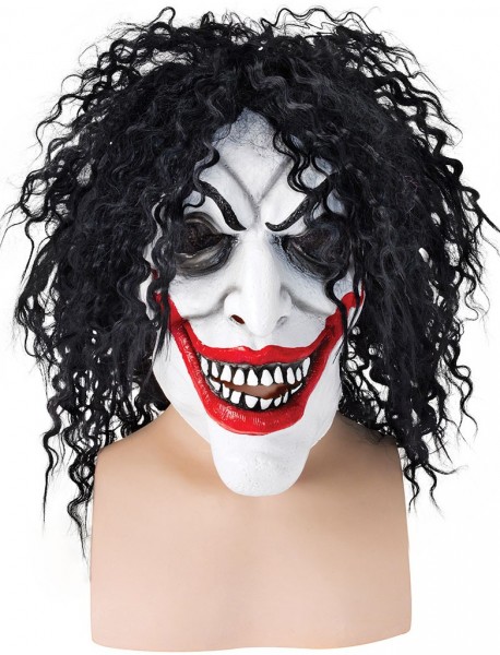 Grinsender Gruselclown Horrormaske Mit Haaren