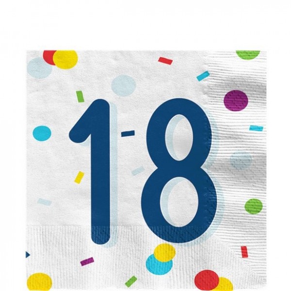 20 Konfetti Party Servietten 18. Geburtstag