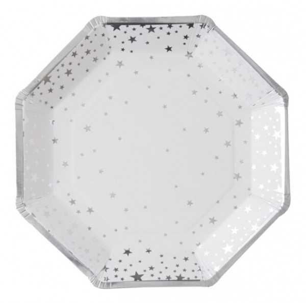 8 Silberne Metallic Zauber Teller 23cm
