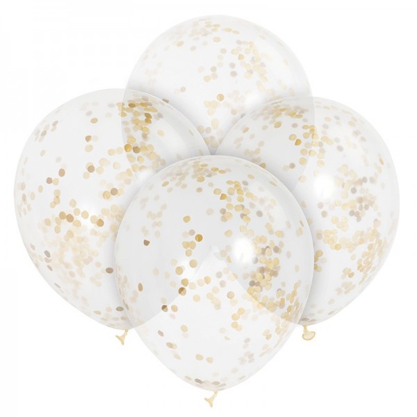 6 Goldene Konfetti Ballons Celebration 30cm