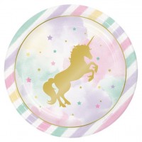 8 Golden Unicorn Pappteller 23cm