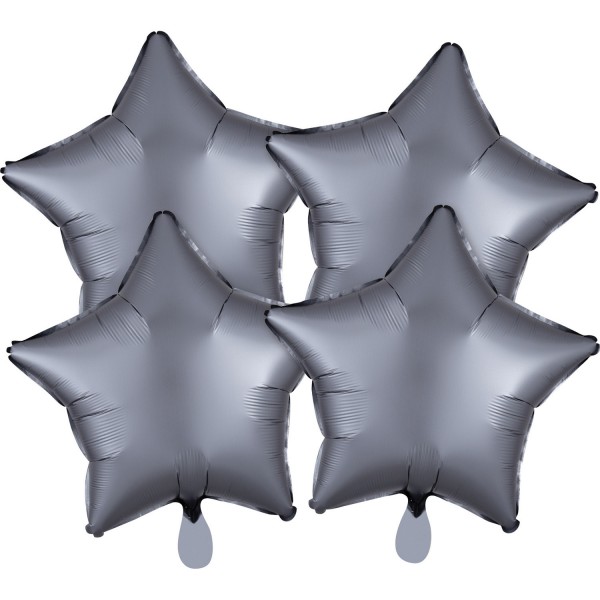 4 Satin Sternballons graphit 43cm