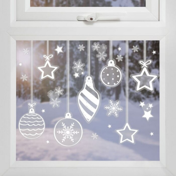 Landhaus Weihnacht Kugel Fensterdeko