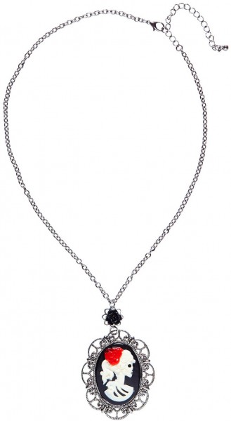 Silver Cameo Skull Halsband