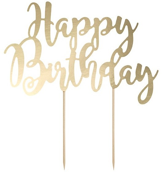 Gold metallic Birthday Tortendeko 22,5cm
