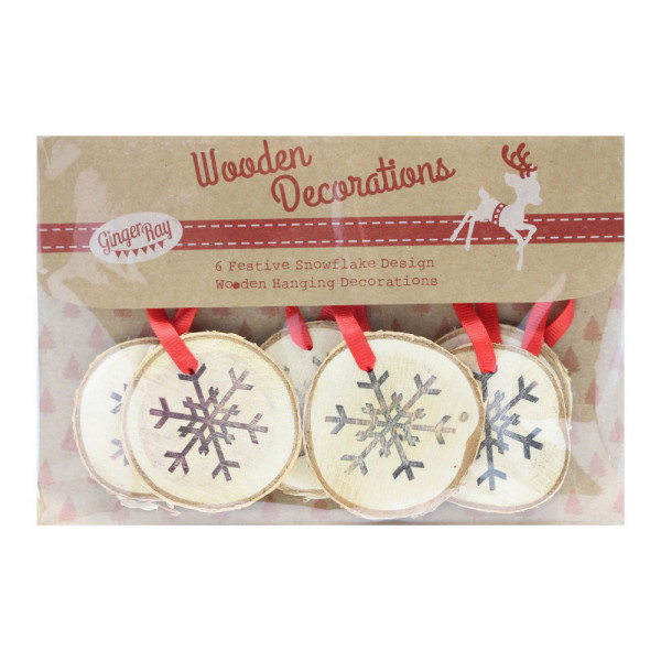 6 Schneeflocken Weihnachtsanhänger aus Holz 4
