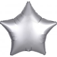 Edler Satin Sternballon silber 43cm