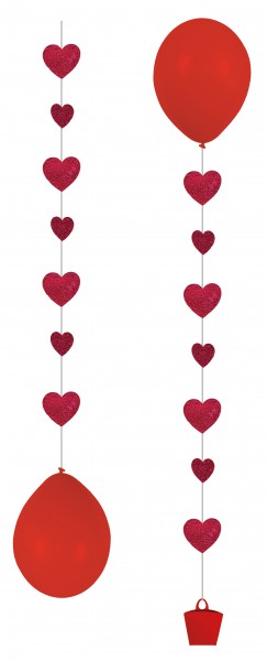 3 Romantische Ballon Herzanhänger 1m