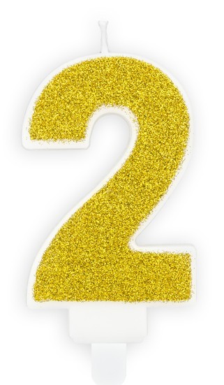 Goldschimmer Tortenkerze Zahl 2