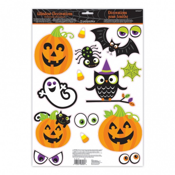 15 Lustige Halloween Fenstersticker 38 x 30,5cm